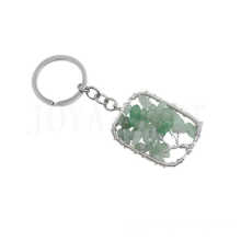 Free Shipping restoration tree Wire wrapped chip Green Aventurine pendant gemstone keychain 12PCS/LOT